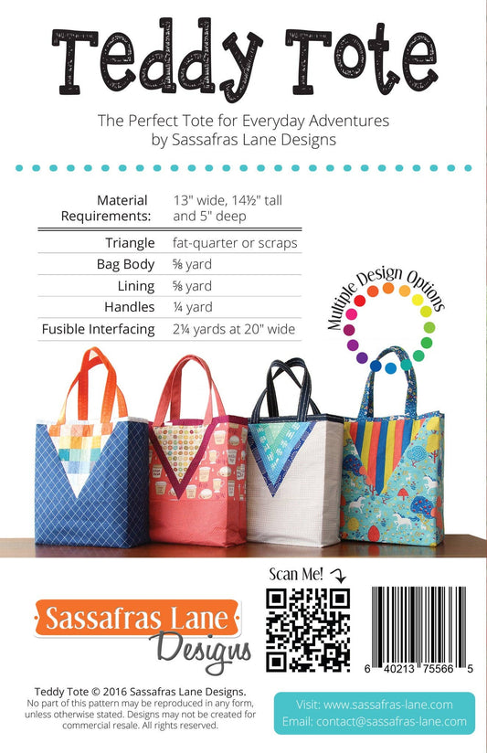 Teddy Tote Bag Pattern: Printed