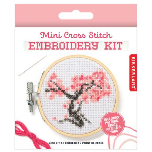 Cherry Blossom Mini Cross Stitch Kit β Kikkerland