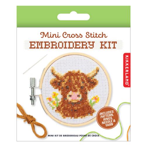 Highland Cow Mini Cross Stitch Kit โ Kikkerland