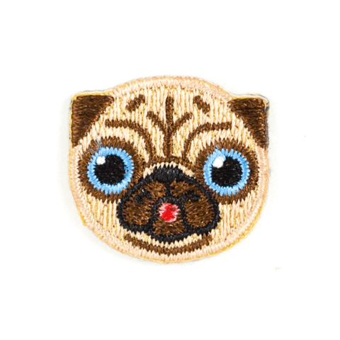 Embroidered Sticker Patch: Pug Dog