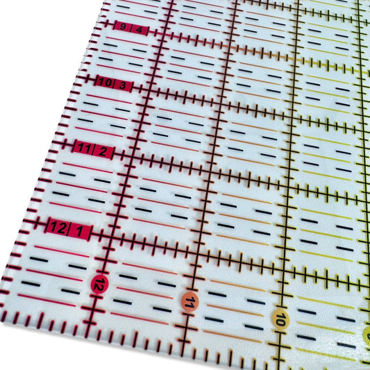 13” x 13” Quilting Ruler - Rainbow Gradient | Clear