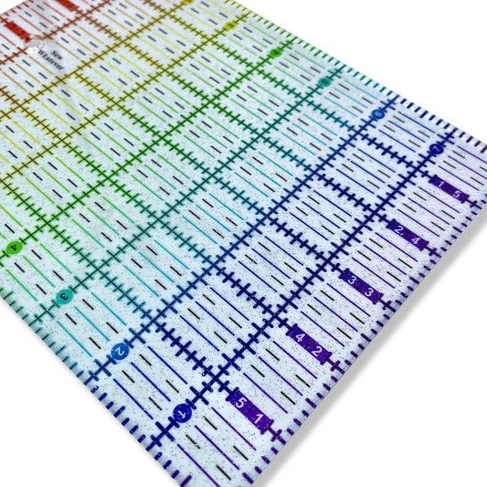 8” x 6” Quilting Ruler - Rainbow Gradient | Glitter