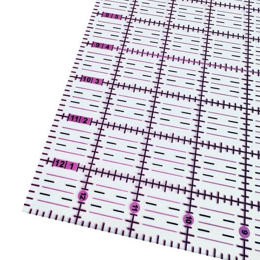 13” x 13” Quilting Ruler - Pink to Teal Gradient | Clear