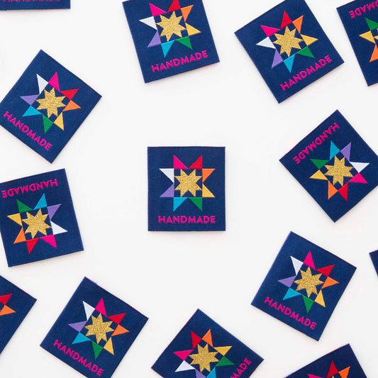 Large Woven Sewing and Quilting Labels: Handmade Quilt Star