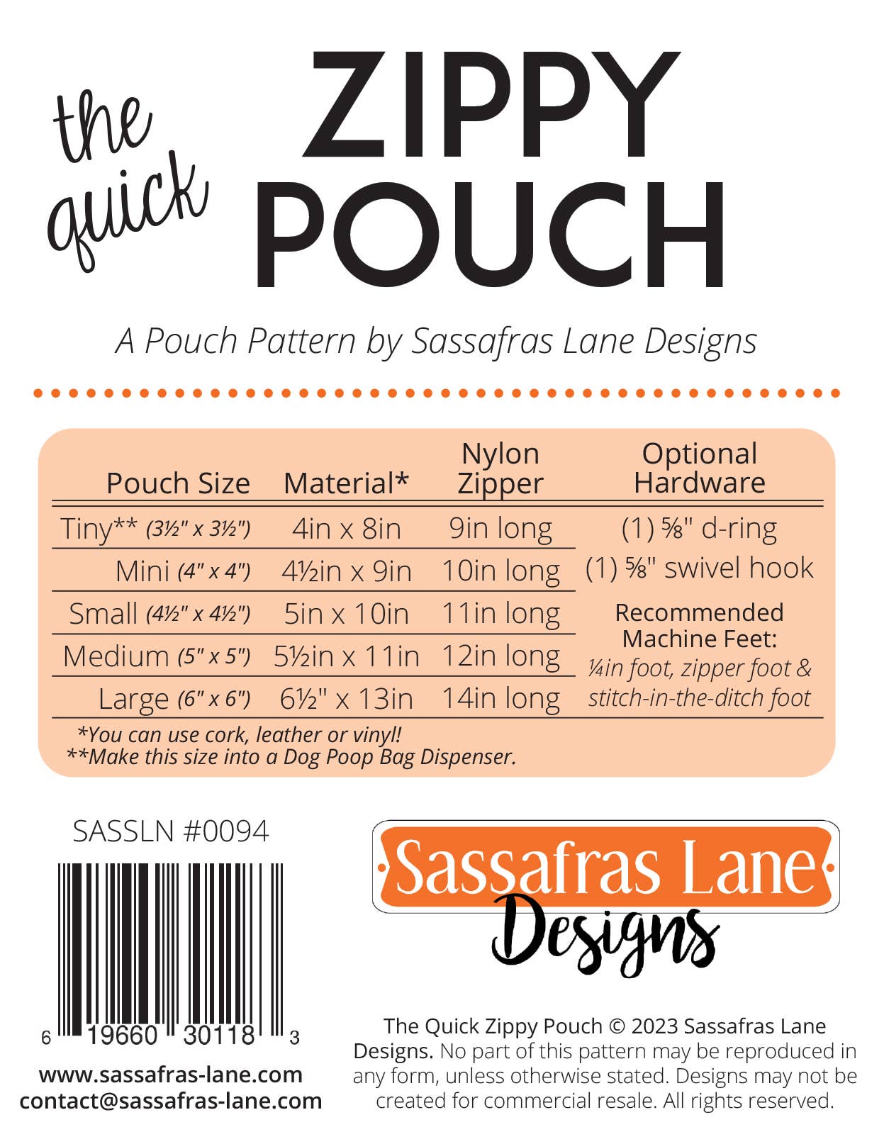 Quick Zippy Pouch Sewing Pattern