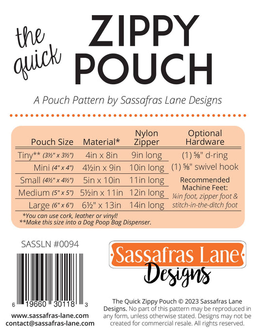 Quick Zippy Pouch Sewing Pattern