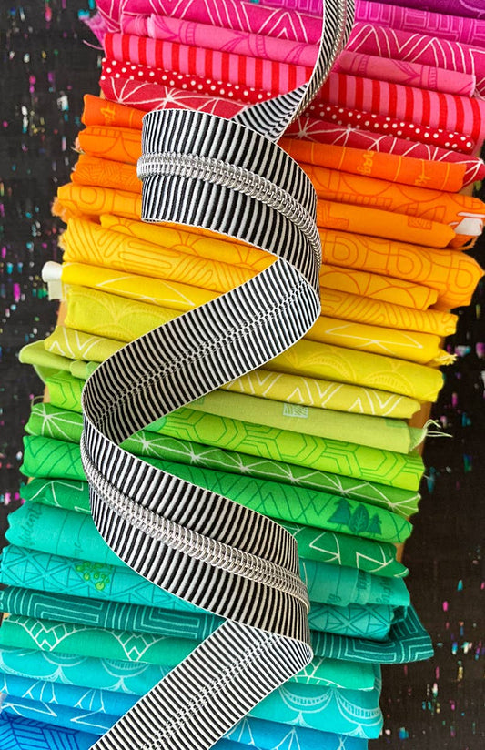 Black Stripe Zipper Tape with Nickel Teeth