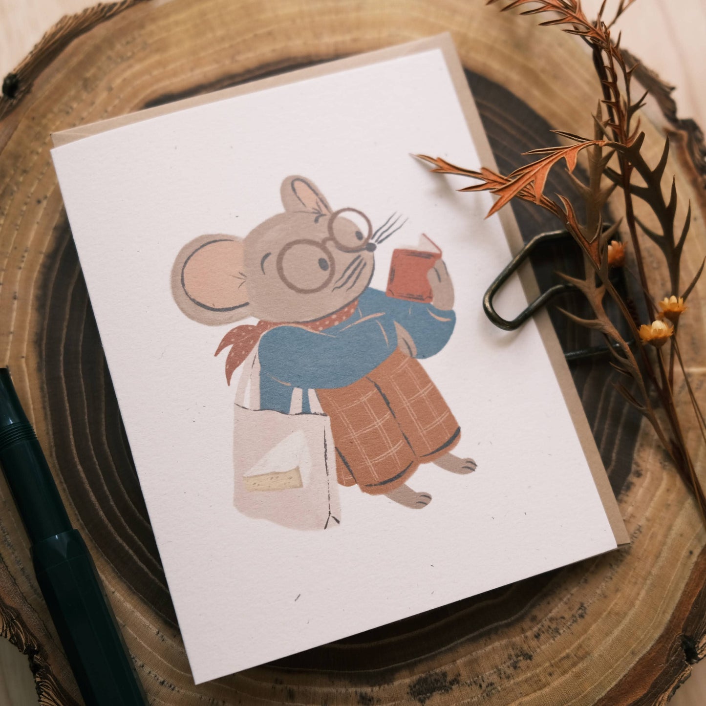 Greeting Card: Bookish Mouse