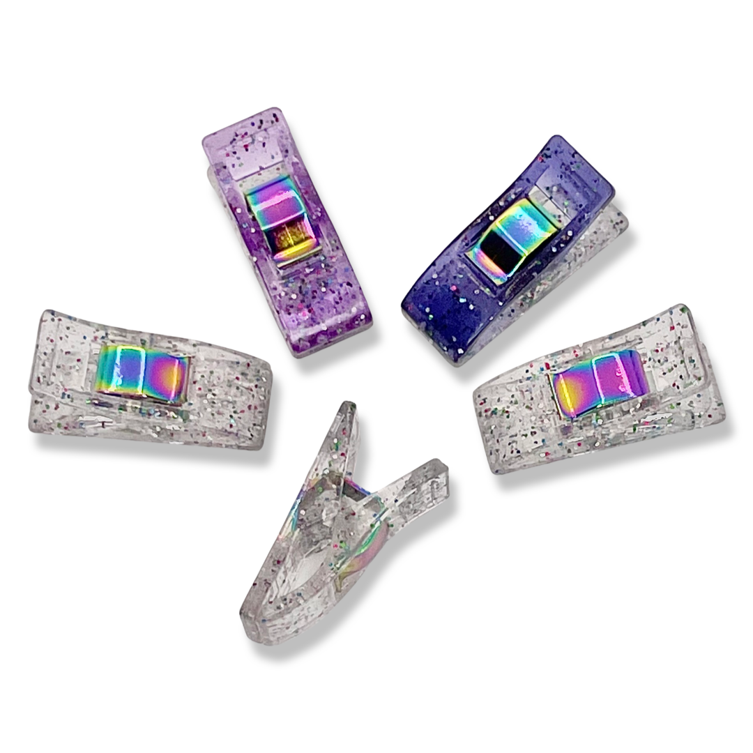 Purple & Clear Mixed Glitter Clips | Pack of 25