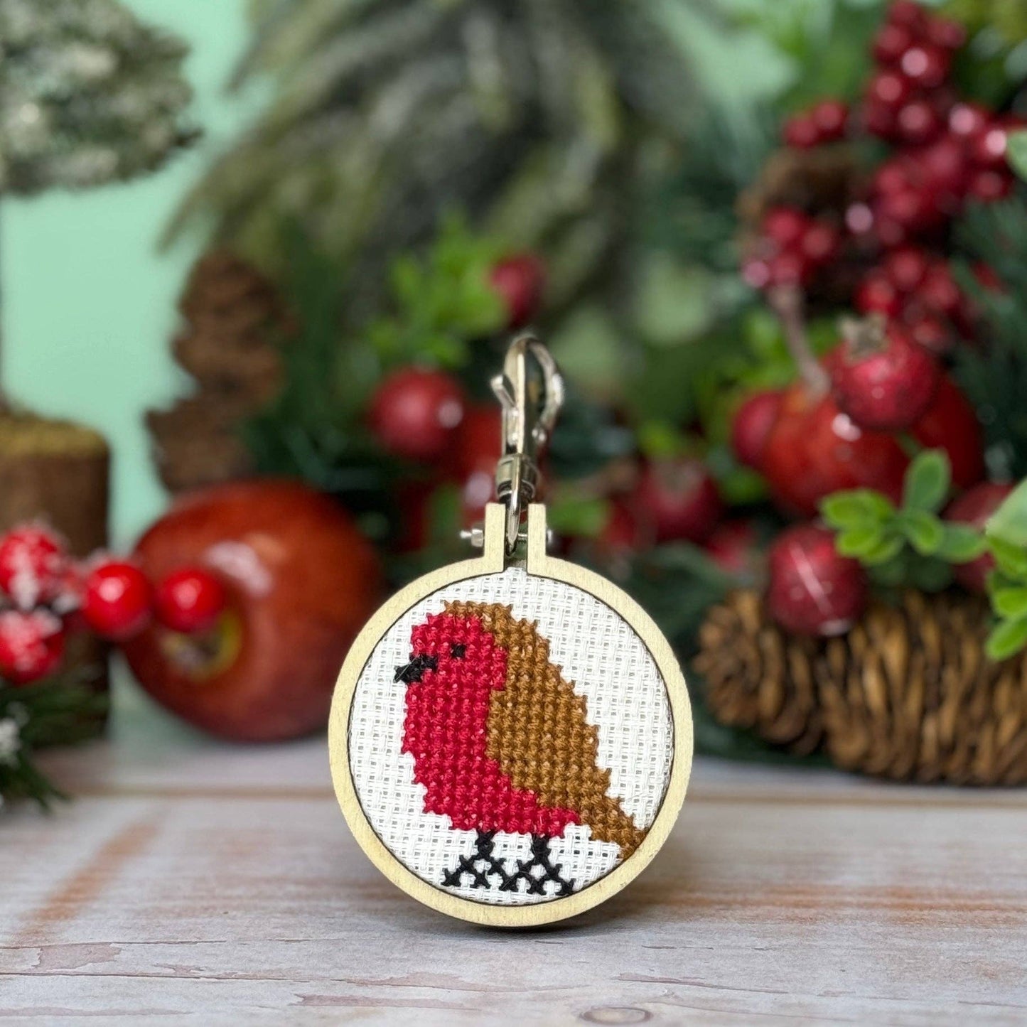 Mini Matchbox Christmas Cross Stitch Kit: Red Robin