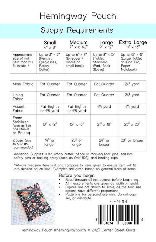 Hemingway Pouch Pattern