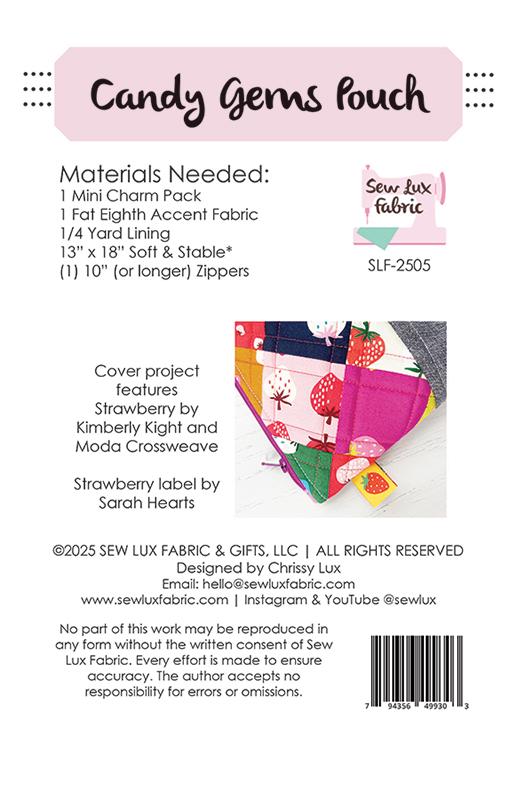Candy Gems Pouch Pattern – SLF 2505 | Sew Lux Fabric