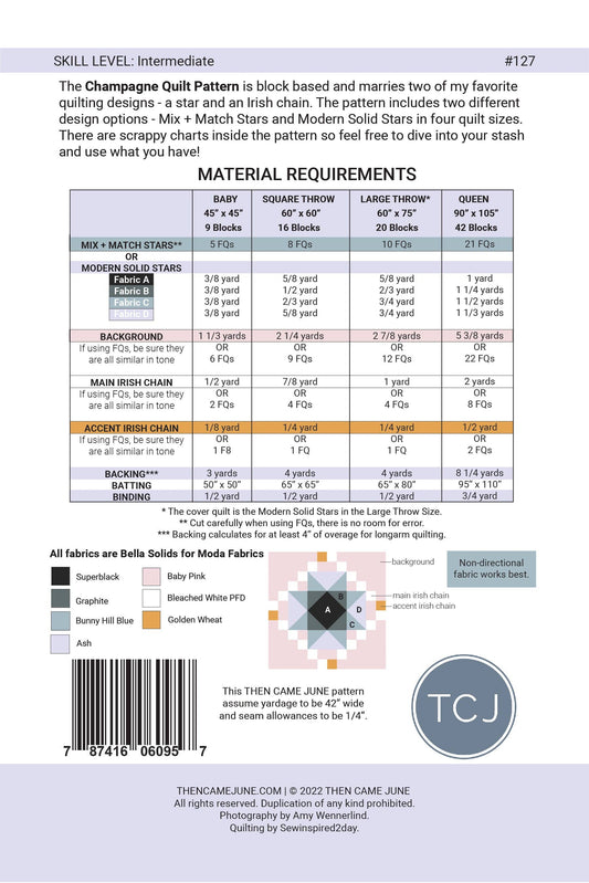 Champagne Quilt Pattern - Printed