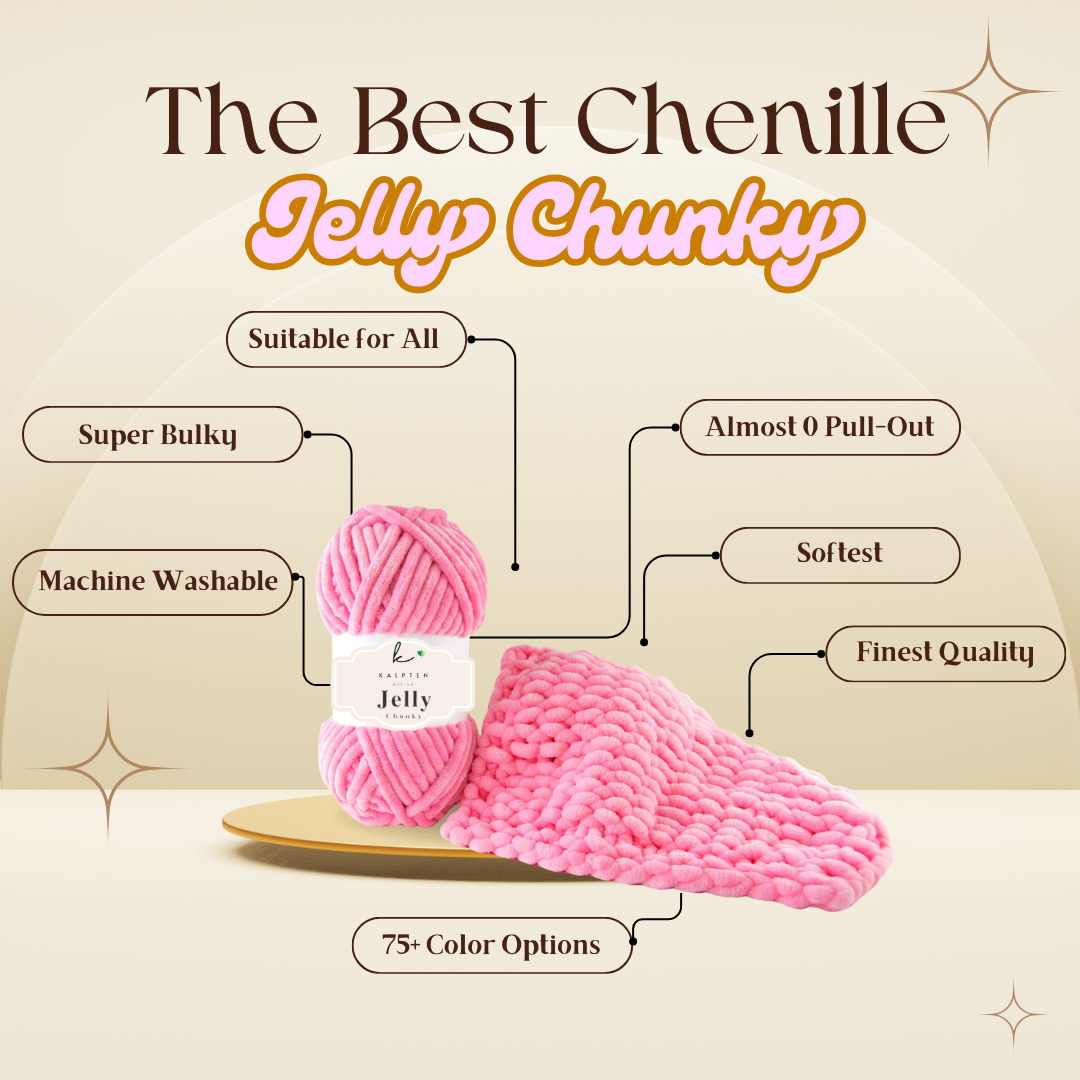 Jelly Chunky Chenille Yarn – Super Soft, Super Bulky Velvet Yarn 🧶✨: 100-40 LIGHT PINK