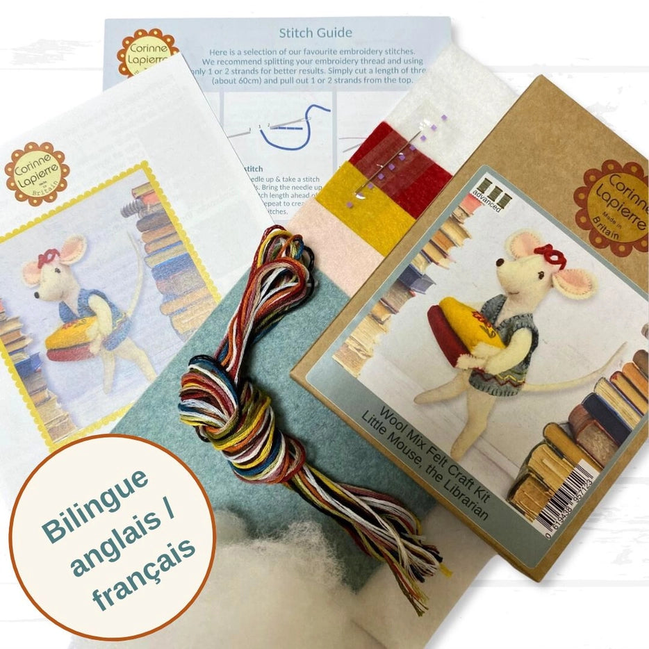 Corinne Lapierre Wool Felt Kit - Little Mouse, The Librarian