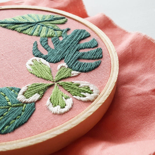 Tropical Botanical Embroidery Hoop Kit – 4" Hoop