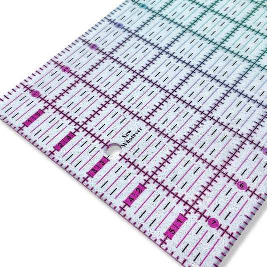 8” x 6” Quilting Ruler - Pink to Teal Gradient | Glitter