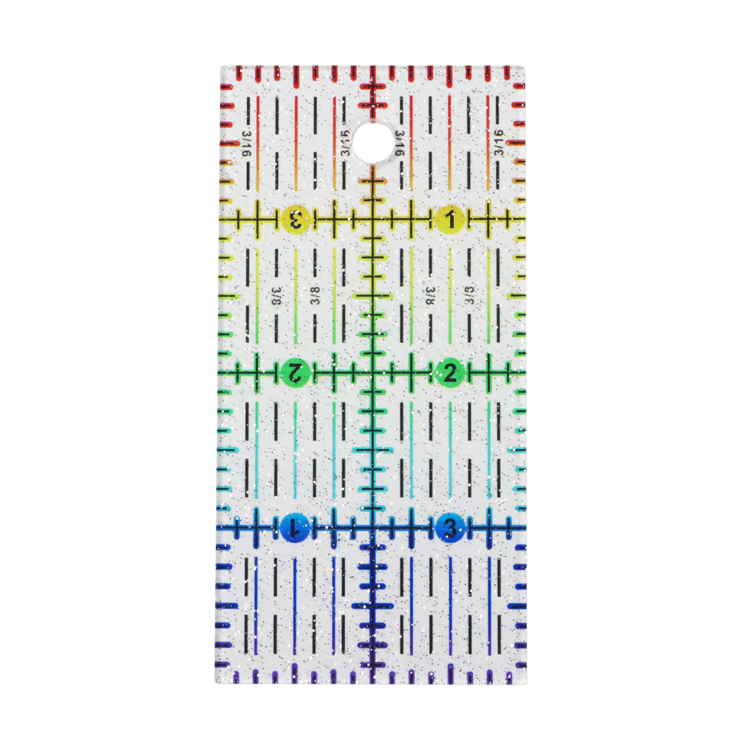 4" x 2" Ruler - Rainbow Gradient | Glitter