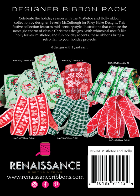 Mistletoe and Holly Designer Ribbon Pack