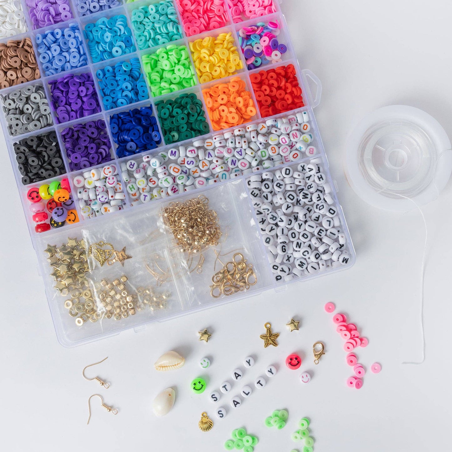 Mega Letter Bead & Heishi Jewelry Making Kit – 5000+ Beads, Charms, Findings & Stretch Cord