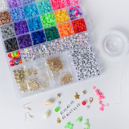 Mega Letter Bead & Heishi Jewelry Making Kit – 5000+ Beads, Charms, Findings & Stretch Cord