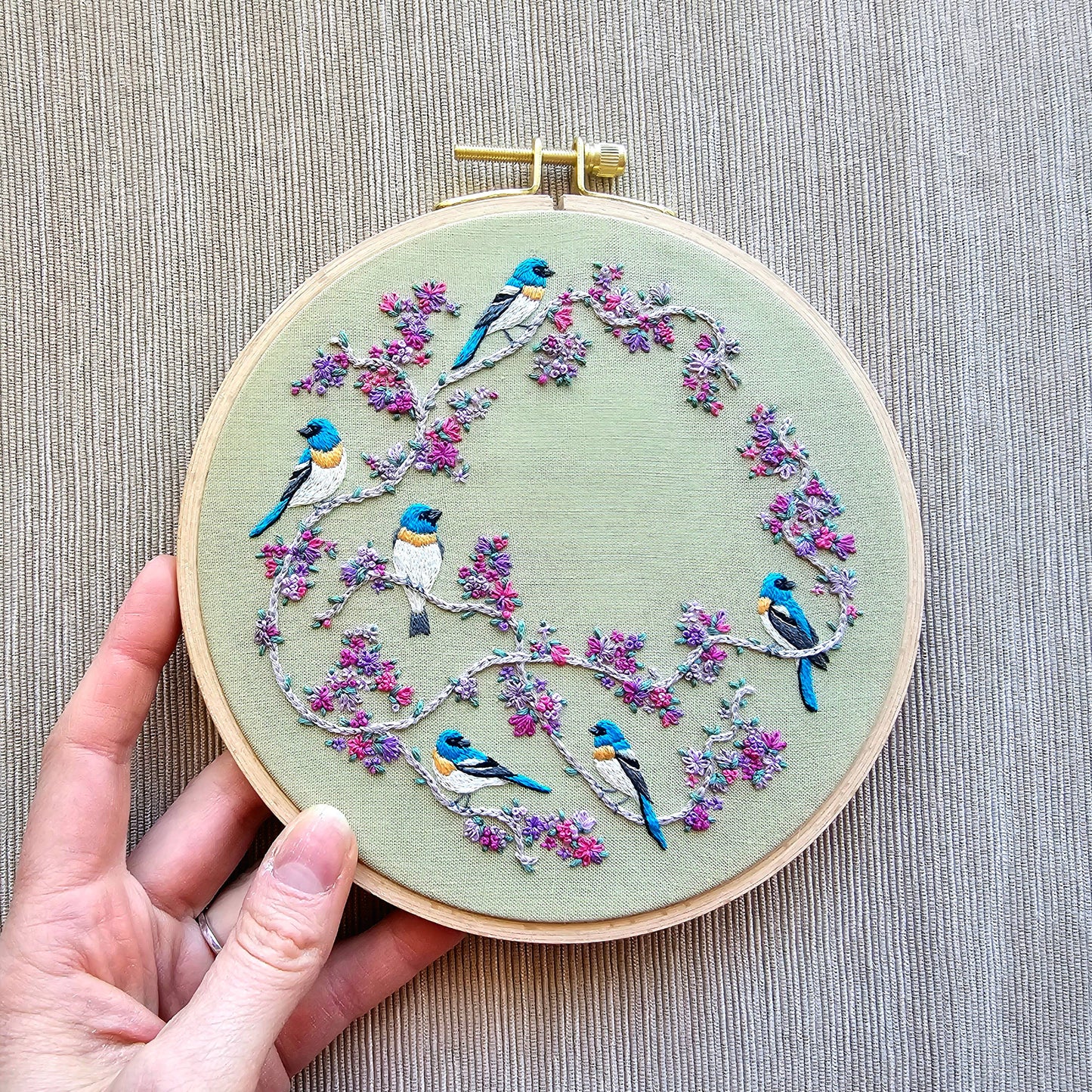 Bird & Floral Embroidery Hoop Kit – Beginner-Friendly