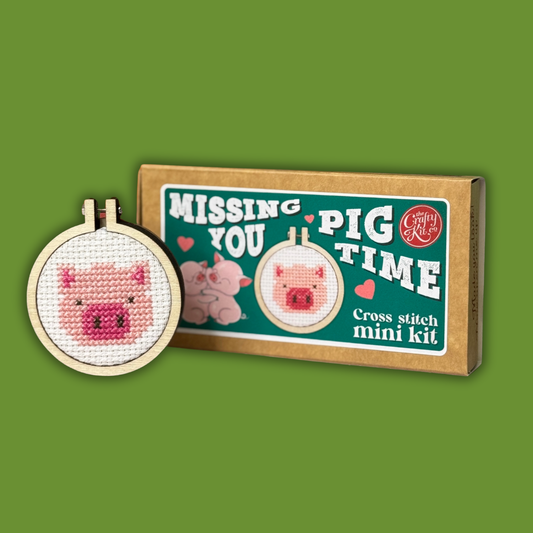 Mini Matchbox Cross Stitch Kit: Missing You Pig Time