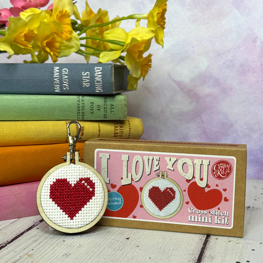 Mini Cross Stitch Kit: I Love You