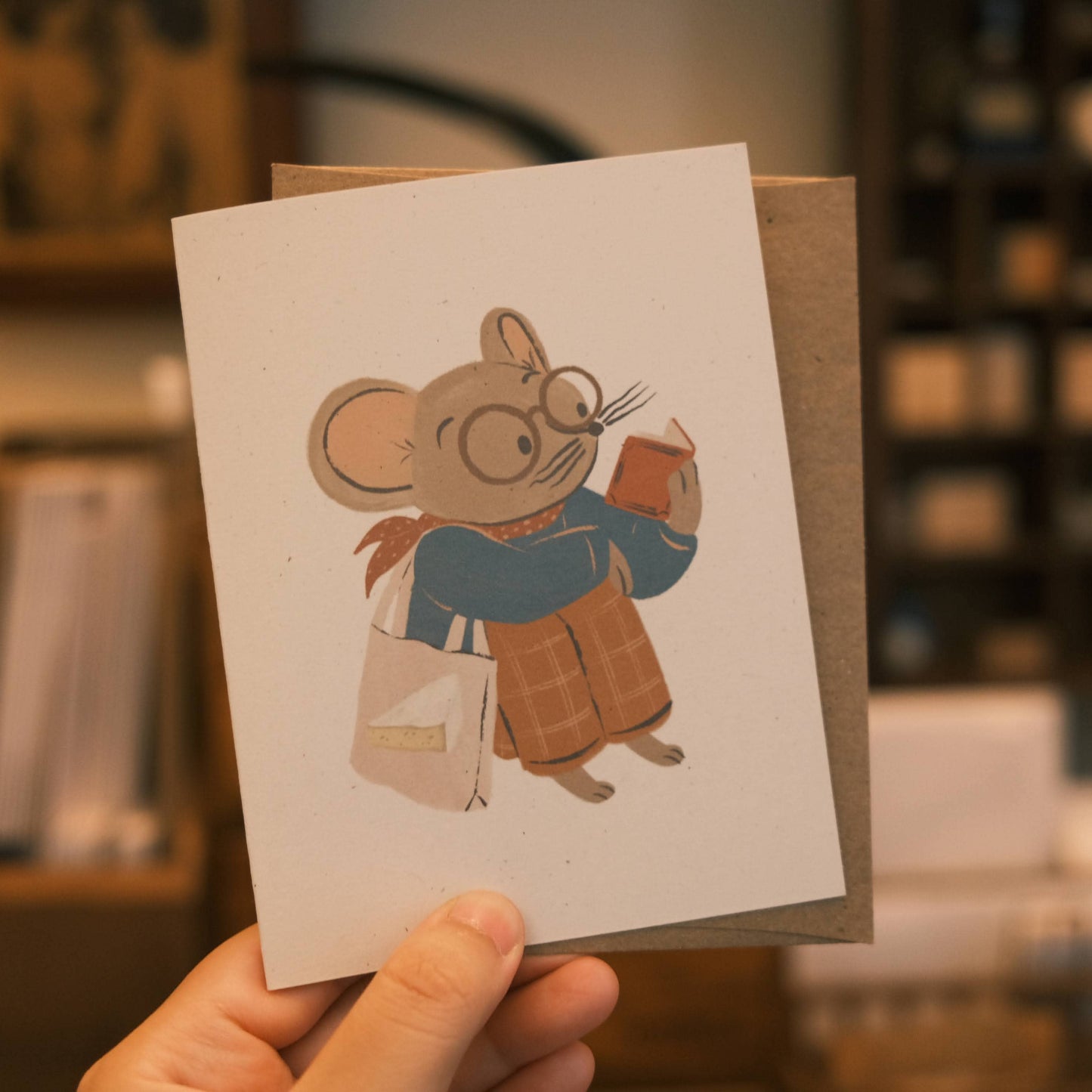Greeting Card: Bookish Mouse