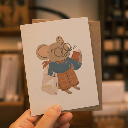 Greeting Card: Bookish Mouse