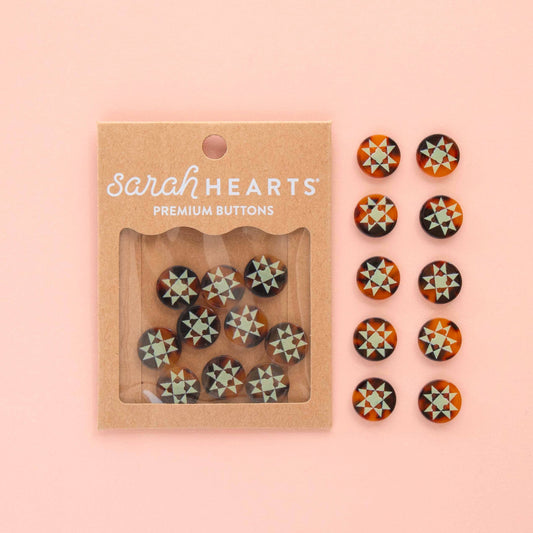 Small Quilt Star Buttons – Pack of 10