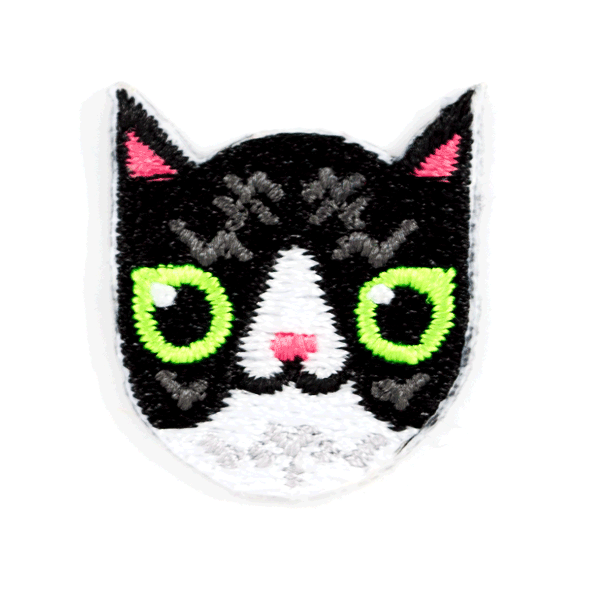 Black & White Cat Embroidered Sticker Patch – 1" x 1"