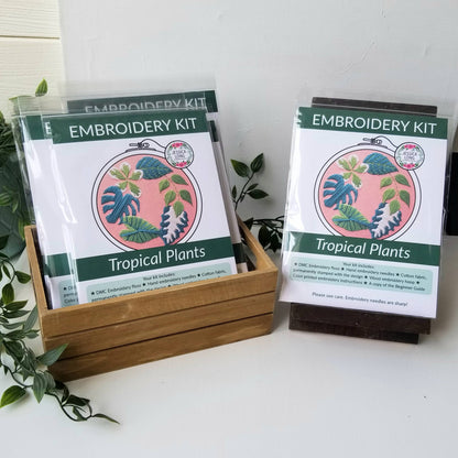 Tropical Botanical Embroidery Hoop Kit – 4" Hoop
