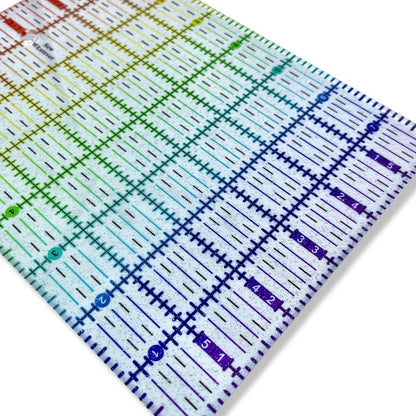 8” x 6” Quilting Ruler - Rainbow Gradient | Glitter