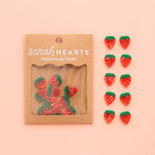 Small Strawberry Buttons – Pack of 10