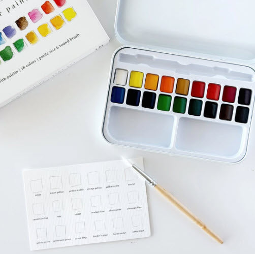 Watercolor Paint Set – 18 Colors with Brush