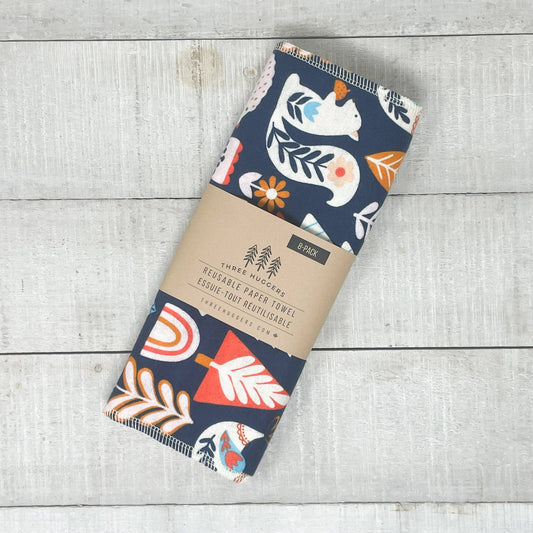 Organic Reusable Paper Towels - Folk Art