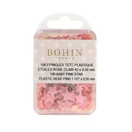 Plastic Head Pins – Light Pink Star (1½") – 100ct