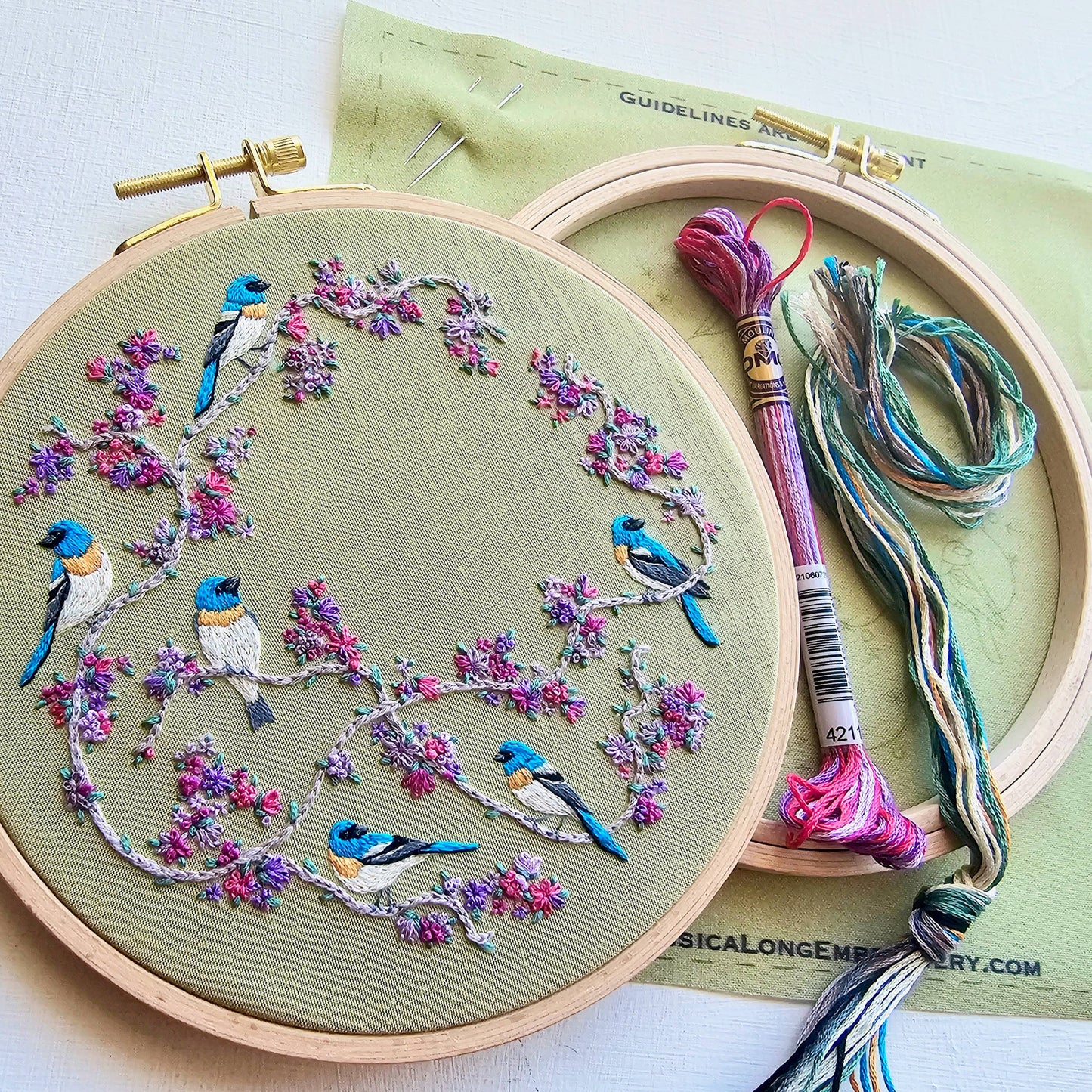 Bird & Floral Embroidery Hoop Kit – Beginner-Friendly