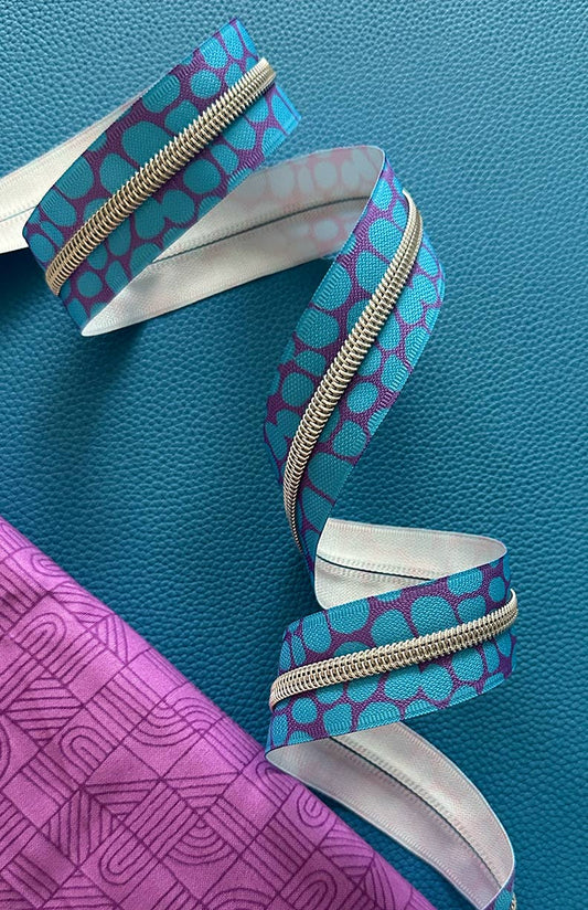 Blue Pebble Zipper Tape with Nickel Teeth