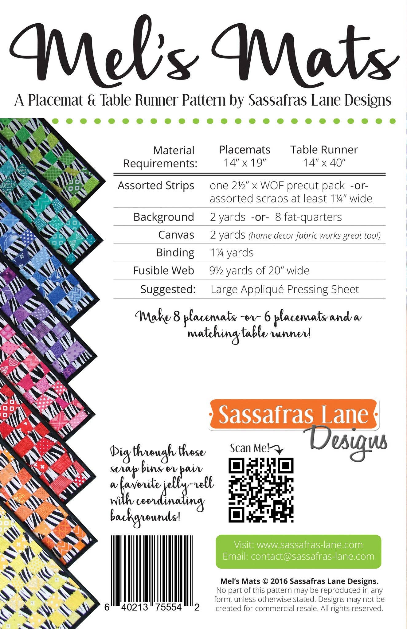 Mel’s Mats Placemat Pattern – Paper Pattern