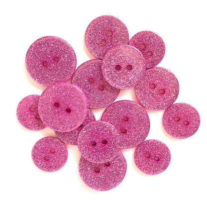 Sweet 16 Glitter Buttons – Sparkling Bright Pink Buttons for Crafts ✨💖