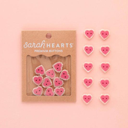 Small Sweet Heart Buttons – Pack of 10