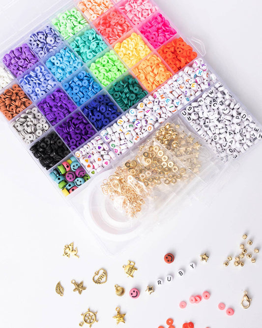 Mega Letter Bead & Heishi Jewelry Making Kit – 5000+ Beads, Charms, Findings & Stretch Cord