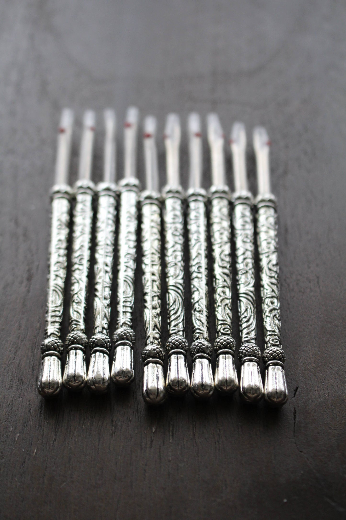 Metal Engraved Seam Rippers: Antique Silver