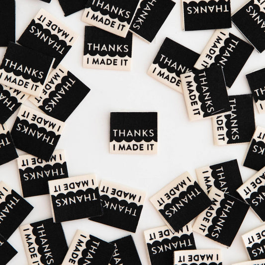 Organic Cotton - Sewing Woven Label Tags: Thanks I Made It
