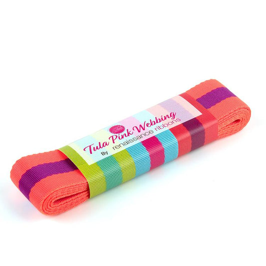 Tula Pink Nylon Webbing – 1.5" x 2 yd (Watermelon/Plum)