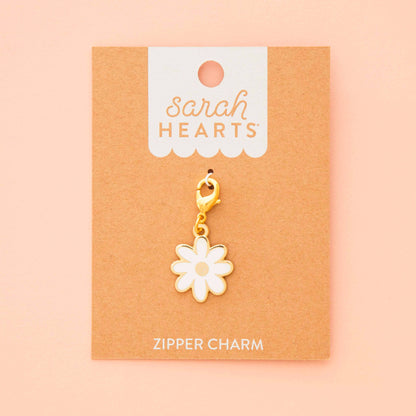 Sewing Machine Removable Zipper Charm: White Daisy