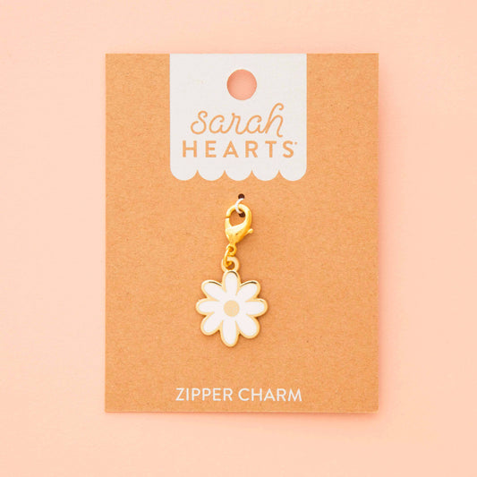 Sewing Machine Removable Zipper Charm: White Daisy