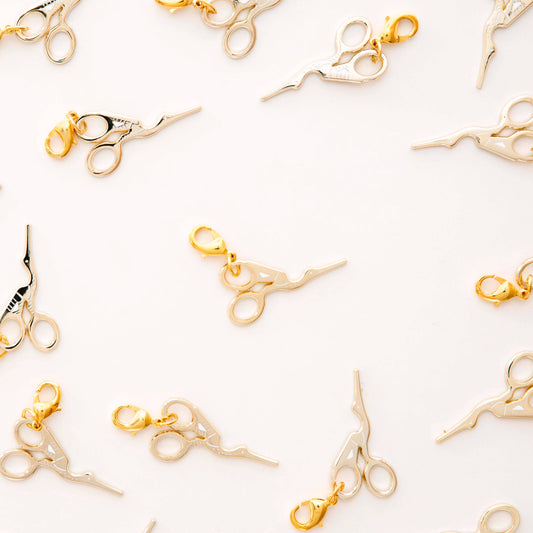Sewing Machine Removable Zipper Charm: Gold Stork Embroidery Scissor